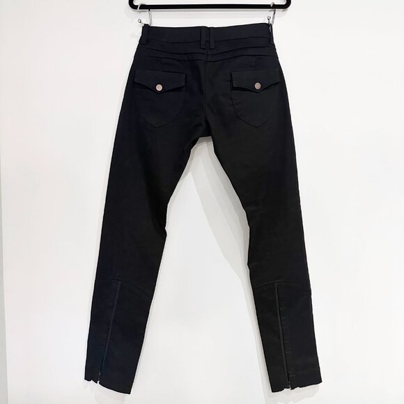 BCBG Black Skinny Cargo Pants Womens Size 6 Zipper Ankles Soft Fabric - Picture 2 of 6